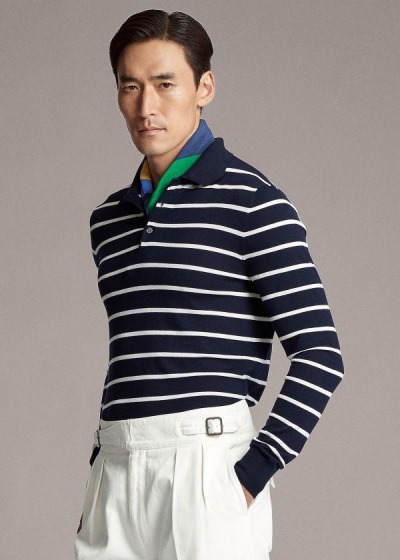 Men's Ralph Lauren Striped Wool Polo Sweater | 548310MQE